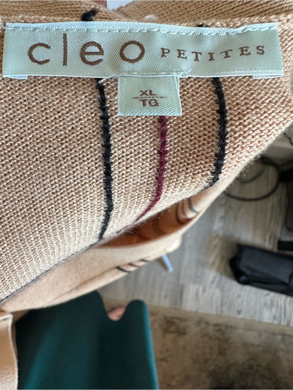 cleo Tan Plaid V-Neck Button Cardigan - Picture 7 of 8
